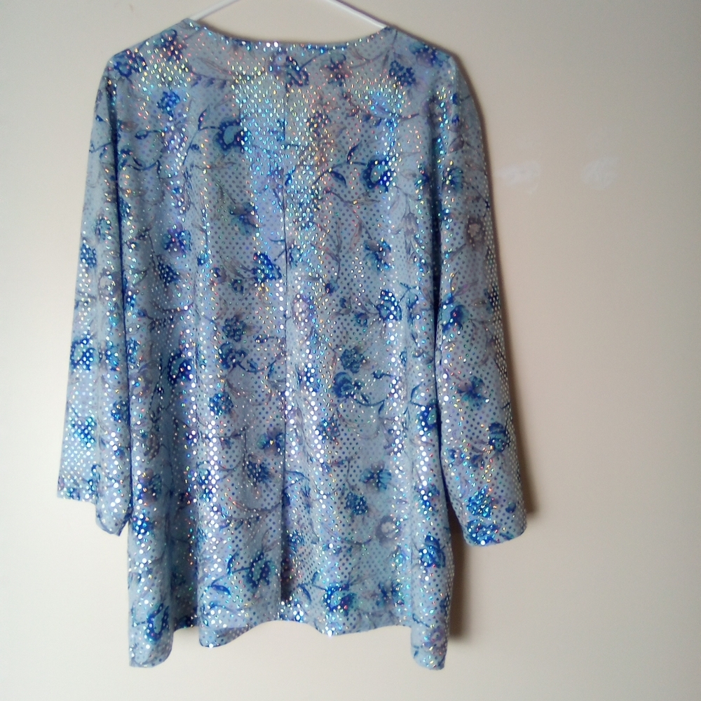 FASHION BUG Blue Sequin Women's Top SIZE 2XL - Picture 7 of 9